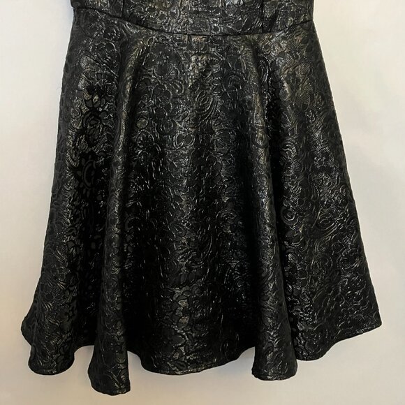 Un Deux Trois Girls Black Brocade Damask Sleeveless Skater Dress Party Holiday - Picture 2 of 8